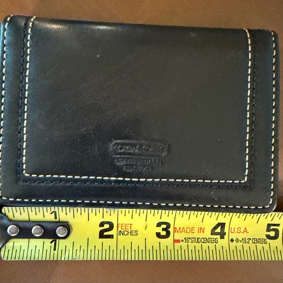 Coach Black Leather Wallet with White Stitching - Picture 10 of 11